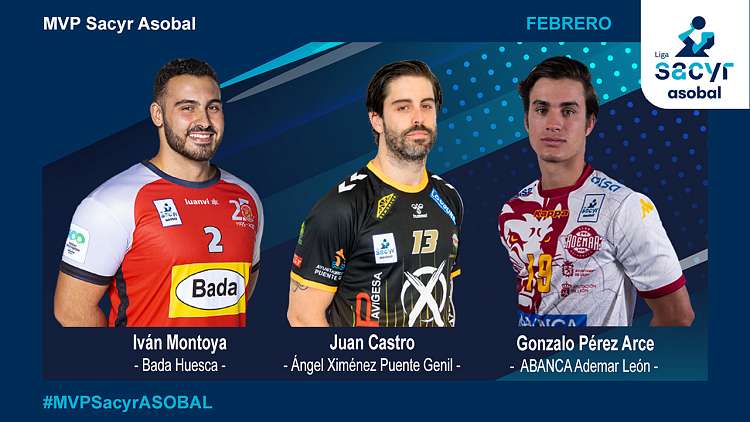 Iván Montoya, Juan Castro y Gonzalo Pérez Arce, candidatos al #MVPSacyrASOBAL de febrero